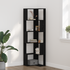 vidaXL Sarok Könyvespolc 5 szintes Fekete Tölgy 50x50x179 cm Mérnöki Fa bútor