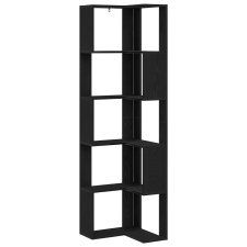 vidaXL Sarok Könyvespolc 5 szintes Fekete Tölgy 50x50x179 cm Mérnöki Fa (868049) bútor