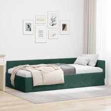 vidaXL Sarokágy keret Egyéb Sötétzöld 90 x 200 cm Velúr és műnyír ágy és ágykellék