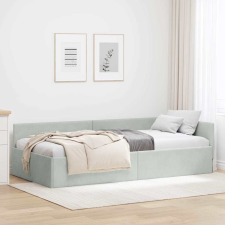 vidaXL Sarokágy keret Egyéb Világosszürke 90 x 190 cm Velúr és műnyír ágy és ágykellék