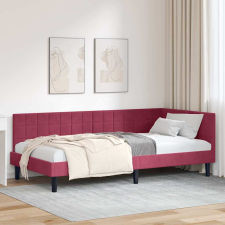 vidaXL Sarokágy keret fejtámlával bordó 100 x 200 cm Bársony ágy és ágykellék