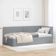 vidaXL Sarokágy keret fejtámlával Világosszürke 90 x 200 cm szövet ágy és ágykellék