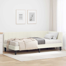 vidaXL Sarokágy keret matracmal fejtámlával Krém 90 x 190 cm Bársony ágy és ágykellék