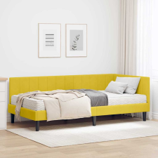 vidaXL Sarokágy keret matracmal fejtámlával Sárga 90 x 190 cm Bársony ágy és ágykellék