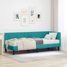 vidaXL Sarokágy keret matracmal fejtámlával Türkiz 80 x 200 cm Bársony ágy és ágykellék