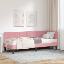 vidaXL Sarokágy keret matracmal Rózsaszín 80 x 200 cm Bársony ágy és ágykellék