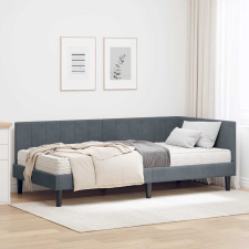vidaXL Sarokágy keret matracmal Sötétszürke 90 x 190 cm Bársony ágy és ágykellék