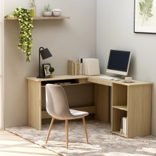 vidaXL Sonoma színű forgácslap L-alakú sarok-íróasztal 120x140x75 cm íróasztal