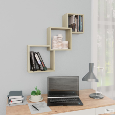 vidaXL Sonoma színű kocka alakú forgácslap fali polcok 68x15x68 cm bútor