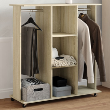 vidaXL sonoma-színű szerelt fa ruhásszekrény kerékkel 102x38x110 cm bútor