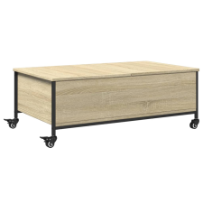 vidaXL sonoma tölgy szerelt fa dohányzóasztal kerekekkel 91x55x34cm (842297) bútor
