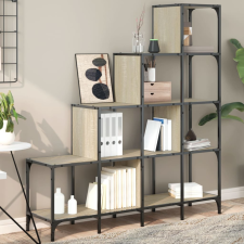 vidaXL sonoma tölgy szerelt fa és fém könyvszekrény 122x30x132 cm bútor