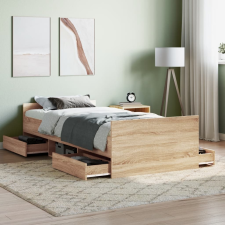 vidaXL sonoma tölgy színű ágykeret fej- és lábtámlával 90 x 190 cm ágy és ágykellék