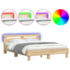vidaXL sonoma tölgy színű ágykeret fejtámlával és LED-del 150x200 cm (3207541) ágy és ágykellék