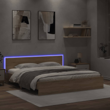 vidaXL sonoma tölgy színű ágykeret fejtámlával és LED-del 200 x 200 cm ágy és ágykellék