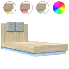 vidaXL sonoma tölgy színű ágykeret fejtámlával és LED-ekkel 90x190 cm (3210061) ágy és ágykellék