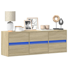 vidaXL sonoma tölgy színű fali TV-szekrény LED-ekkel 130x31x45 cm bútor