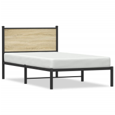 vidaXL sonoma tölgy színű fém ágykeret fejtámlával 107 x 203 cm ágy és ágykellék