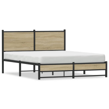 vidaXL sonoma tölgy színű fém ágykeret fejtámlával 140 x 200 cm ágy és ágykellék