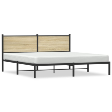 vidaXL sonoma tölgy színű fém ágykeret fejtámlával 180 x 200 cm ágy és ágykellék