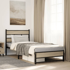 vidaXL sonoma tölgy színű fém ágykeret matrac nélkül 100 x 190 cm ágy és ágykellék