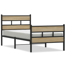 vidaXL sonoma tölgy színű fém ágykeret matrac nélkül 100 x 190 cm (4017114) ágy és ágykellék