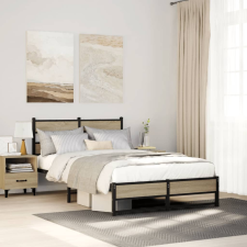 vidaXL sonoma tölgy színű fém ágykeret matrac nélkül 120 x 190 cm ágy és ágykellék