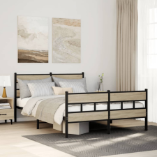 vidaXL sonoma tölgy színű fém ágykeret matrac nélkül 140 x 190 cm ágy és ágykellék