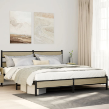vidaXL sonoma tölgy színű fém ágykeret matrac nélkül 183 x 213 cm ágy és ágykellék
