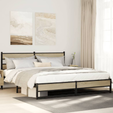 vidaXL sonoma tölgy színű fém ágykeret matrac nélkül 183 x 213 cm ágy és ágykellék