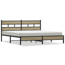 vidaXL sonoma tölgy színű fém ágykeret matrac nélkül 200 x 200 cm (3308498) ágy és ágykellék