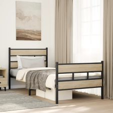 vidaXL sonoma tölgy színű fém ágykeret matrac nélkül 75 x 190 cm ágy és ágykellék