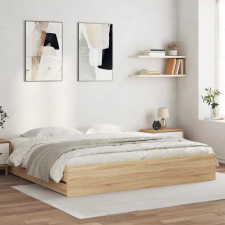 vidaXL sonoma tölgy színű szerelt fa ágykeret fiókokkal 160 x 200 cm ágy és ágykellék