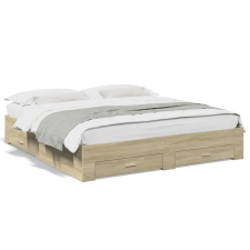 vidaXL sonoma tölgy színű szerelt fa ágykeret fiókokkal 180 x 200 cm ágy és ágykellék