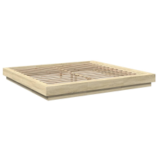 vidaXL sonoma tölgy színű szerelt fa ágykeret LED-del 180x200 cm ágy és ágykellék