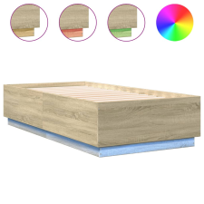 vidaXL sonoma tölgy színű szerelt fa ágykeret LED-del 75x190 cm ágy és ágykellék