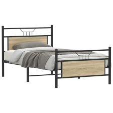 vidaXL sonoma tölgy színű szerelt fa ágykeret matrac nélkül 100x200 cm ágy és ágykellék
