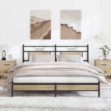 vidaXL sonoma tölgy színű szerelt fa ágykeret matrac nélkül 183x213 cm ágy és ágykellék