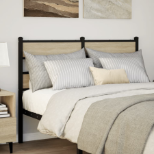 vidaXL sonoma tölgy színű szerelt fa és vas fejtámla 120 cm ágy és ágykellék