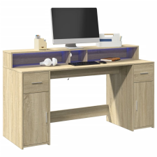 vidaXL sonoma tölgy színű szerelt fa íróasztal LED-ekkel 160x55x91 cm bútor