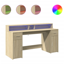 vidaXL sonoma tölgy színű szerelt fa íróasztal LED-ekkel 160x55x91 cm (3309431) íróasztal