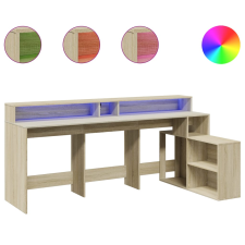 vidaXL sonoma tölgy színű szerelt fa íróasztal LED-ekkel 200x104x91 cm (3309467) íróasztal