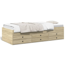 vidaXL sonoma tölgy színű szerelt fa kanapéágy fiókkal 100 x 200 cm ágy és ágykellék