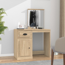 vidaXL sonoma-tölgy színű szerelt fa tükrös pipereasztal 90x50x132,5cm bútor