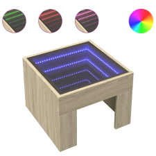 vidaXL sonoma tölgy végtelen hatású LED-es dohányzóasztal 40x40x30 cm (847597) bútor