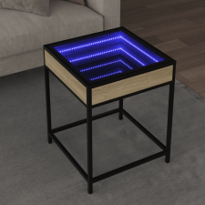 vidaXL sonoma tölgy végtelen hatású LED-es dohányzóasztal 40x40x51 cm bútor