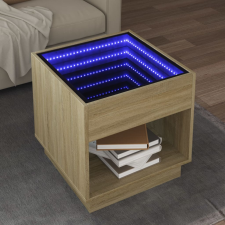 vidaXL sonoma tölgy végtelen hatású LED-es dohányzóasztal 50x50x50 cm bútor