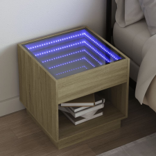 vidaXL sonoma tölgy végtelen hatású LED-es éjjeliszekrény 50x50x50 cm bútor