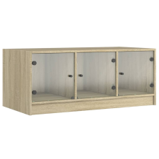 vidaXL sonoma-tölgyszínű dohányzóasztal üvegajtókkal 102 x 50 x 42 cm (836415) bútor