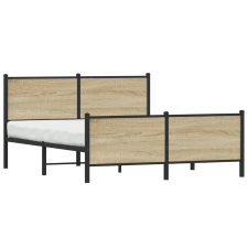 vidaXL sonoma tölgyszínű fém ágykeret matrac nélkül 160 x 200 cm ágy és ágykellék